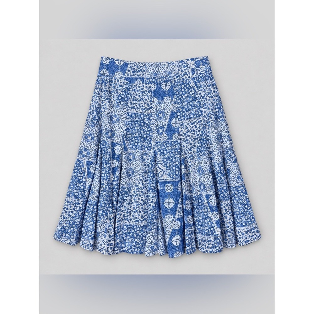 Ruby Rd Patchwork Floral Midi Skirt XL Coastal Cottage Boho Beachy Euro Summer